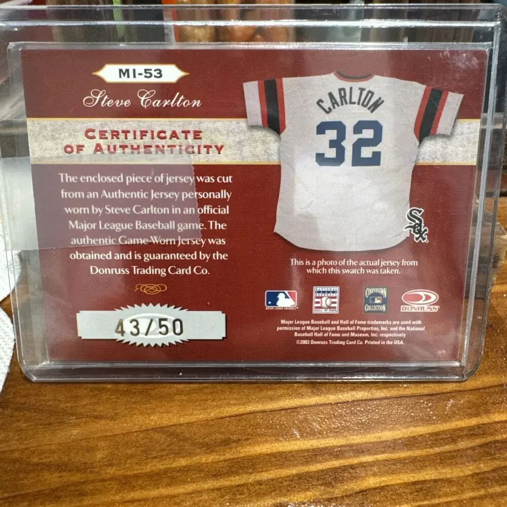 2003 TIMELESS TREASURES STEVE CARLTON AUTO 2 COLOR PATCH PRIME INK 43/50 - Picture 2 of 2